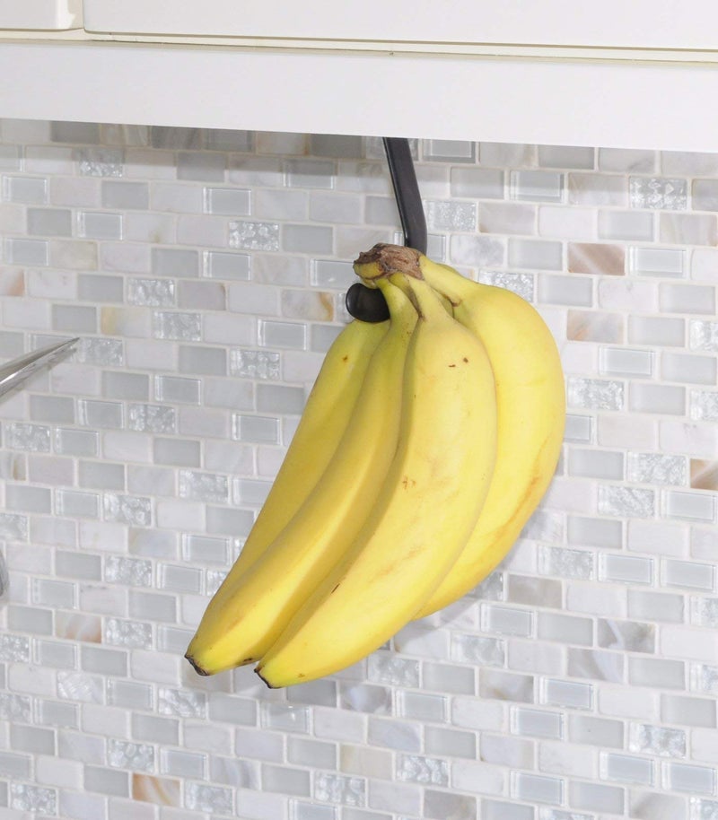 Gadjit Banana Hook Under Cabinet Hanger Ripens Bananas with Less Bruises, Folds up Out of Sight When Not in Use, Saves Countertop Space, Self-Adhesive + Pre-drilled Screw Holes (Black) - Image 5